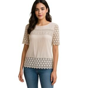 Anthropologie Cream Lace Blouse